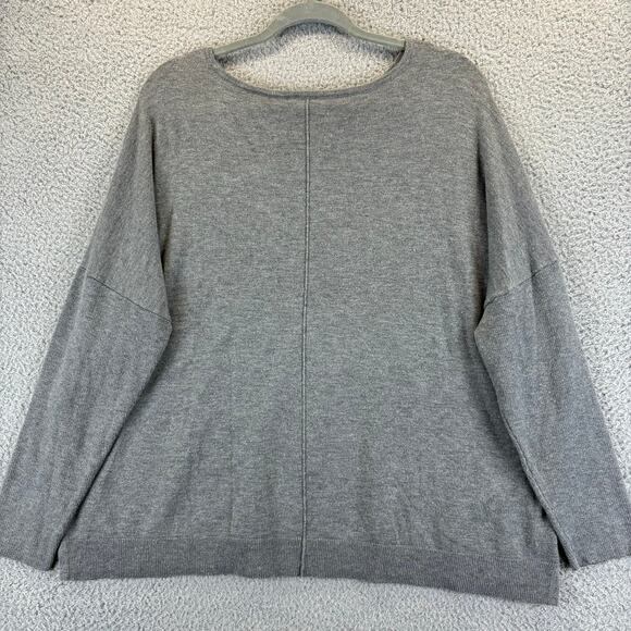 Chicos Sweater XL Gray Cashmere Blend Front Seam Roomy Boxy Casual Comfort LS - Picture 9 of 10